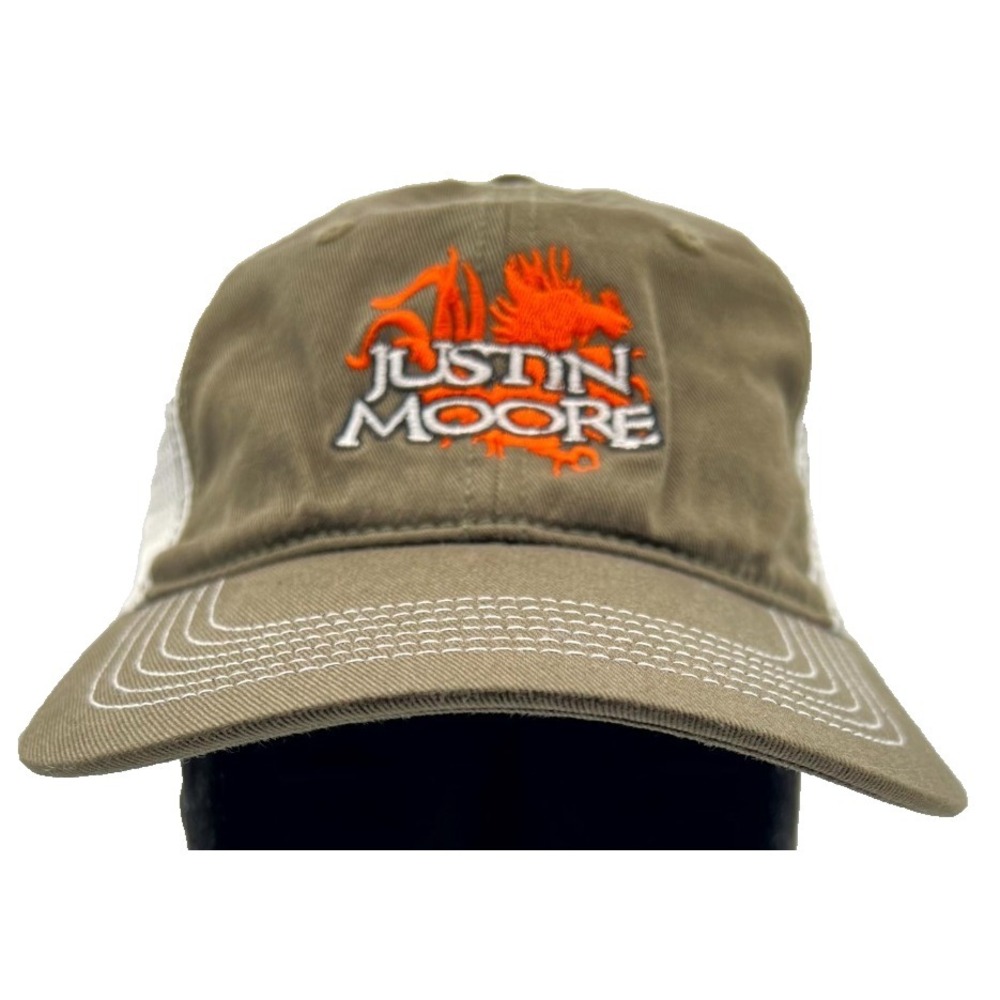 Official Justin Moore Trucker Cap Men One Size White Green Strapback Hat Concert